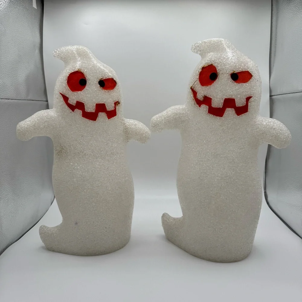 Two Melted Plastic Popcorn Light-Up Ghost Figurines 16” Halloween Decor Target